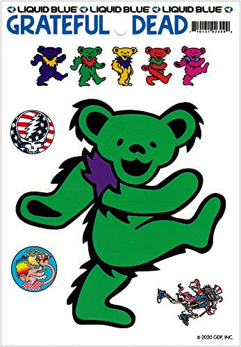 Liquid Blue Grateful Dead Green Dancing Bear - Bumper StickerDecal