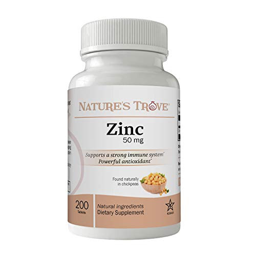 Zinc 50mg as Zinc Gluconate 200 Zinc Tablets Natural Immune Boost Vegan by Natures Trove Zinc 50mg as Zinc Gluconate 200 Zinc Tablets Natural Immune Boost Vegan by Natures Trove