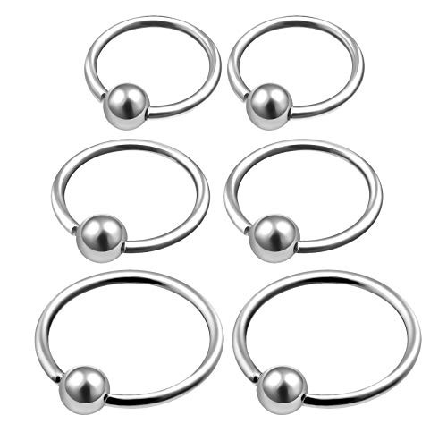 6Pcs Surgical Steel 20 Gauge 6mm 8mm 10mm Captive Ring Piercing Jewelry Nose Septum Eyebrow Cartilage Tragus 3mm Ball M4778 6Pcs Surgical Steel 20 Gauge 6mm 8mm 10mm Captive Ring Piercing Jewelry Nose Septum Eyebrow Cartilage Tragus 3mm Ball M4778
