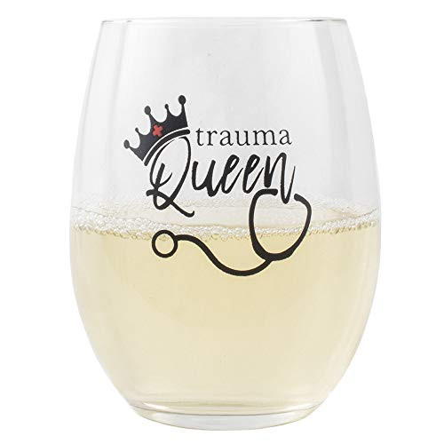 Trauma Queen Stemless Wine Glass 15 oz
