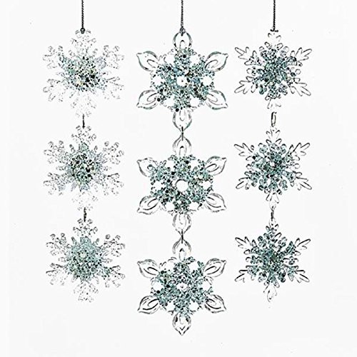 Kurt Adler ICY BLUE THREE SNOWFLAKE DROP ORNAMENT - 3 ASSORTED