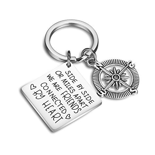 CJ M Best Friend Bracelets - Side by Side Or Miles Apart Compass Best Friends Bangle Bracelets AdjustableLong Distance Friendship GiftsSister Gift Jewelry Side by Side