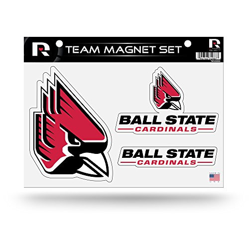 NCAA Rico Industries Die Cut Team Magnet Set Sheet Ball State Cardinals Team Color 8_5 x 11-inches