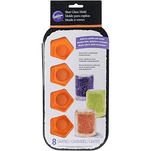 Wilton 2105-4633 8 Cavity Spiderweb Silicone Shot Mold, Orange
