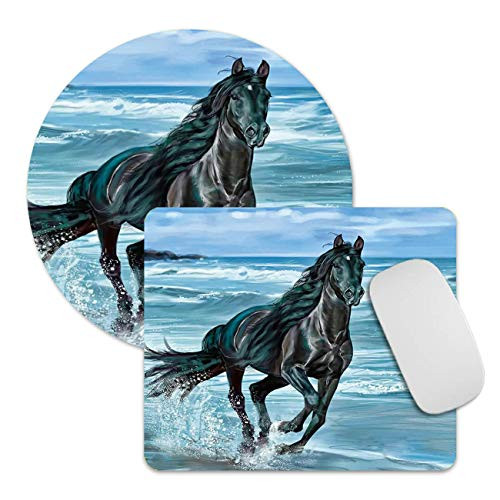 Mouse Pad Horse Gallop 2 Pack Computer Mousepad Non-Slip Rubber Rectangle Round Mouse Pads Office Accessories Desk Decor Mouse Mat for Wireless Mouse Laptop  Sunflower Stickers