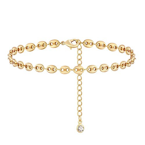 VACRONA Gold Pig Nose Anklets for Women 14K Gold Plated Dainty Boho Beach Foot Chain Adjustable Ankle Bracelet for Women