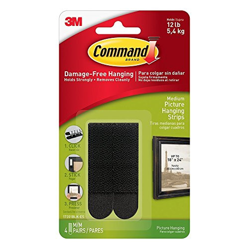 Command Black Picture Hanging Strips 4 pairs 8 strips Indoor Use Medium 17201BLK-ES
