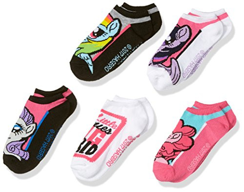My Little Pony girls My Little Pony 5 Pack No Show Casual Sock Assorted BlackWhitePink Fits Sock Size 6-8_5 fits Shoe Size 7_5-3_5 US