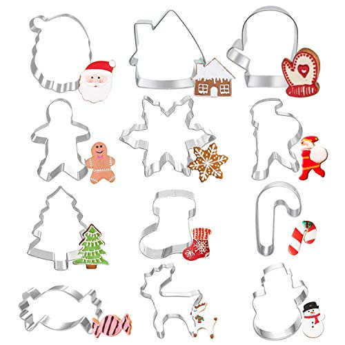 Listenman 12PCS Christmas Cookie Cutter Sets Cookie Cutters Christmas Shapes Include Gingerbread Men Snowflake Reindeer Christmas Tree Snowman Santa Face and More Cookie Cutters molds Listenman 12PCS Christmas Cookie Cutter Sets Cookie Cutters Christmas Shapes Include Gingerbread Men Snowflake Reindeer Christmas Tree Snowman Santa Face and More Cookie Cutters molds
