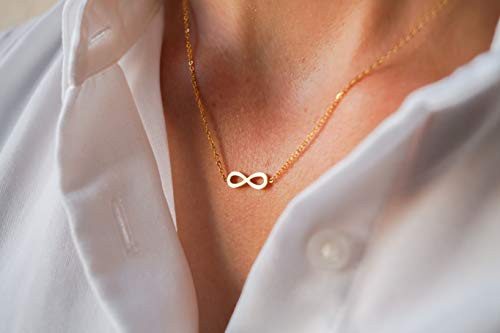 Infinity Charm Necklace - Womens Pendant Necklace - Simple Dainty Minimalist - Handmade Stainless Steel Jewelry Gold
