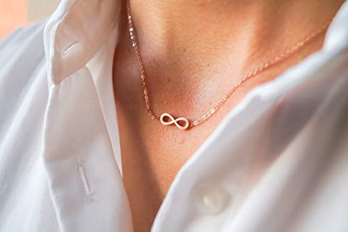 Infinity Charm Necklace - Womens Pendant Necklace - Simple Dainty Minimalist - Handmade Stainless Steel Jewelry Rose Gold