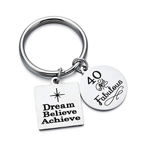 ODLADM Happy Birthday Gift Keychain 30th 40th 50th 60th Charms Key Ring for Key Holder Stainless Steel Keychain 3cm 40th