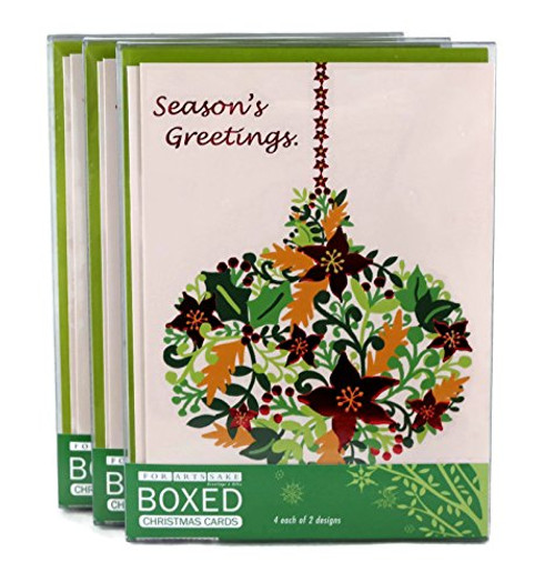 Merry Christmas Seasons Greeting Cards, Ornament Wreath Poinsettia Designs, 24 Cards/Envelopes Merry Christmas Seasons Greeting Cards, Ornament Wreath Poinsettia Designs, 24 Cards/Envelopes