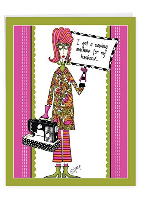 NobleWorks - Big Birthday Card for Women Wife 8_5 x 11 Inch - Funny Sewing Cartoon Bday Notecard - Good Trade J3667BDG-US NobleWorks - Big Birthday Card for Women Wife 8_5 x 11 Inch - Funny Sewing Cartoon Bday Notecard - Good Trade J3667BDG-US