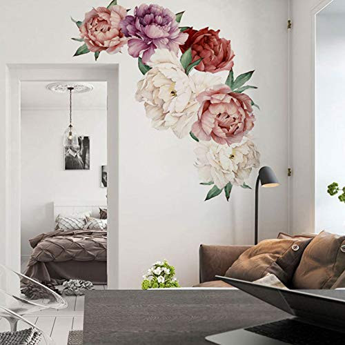 Peony Floral Wall Decals Flowers Wall Stickers for Living Room Watercolor Peony Rose Floral Wall Posters Peel and Stick Wallpaper for Bedroom Girls Room Peony Floral Wall Decals Flowers Wall Stickers for Living Room Watercolor Peony Rose Floral Wall Posters Peel and Stick Wallpaper for Bedroom Girls Room