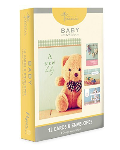 12 Count Boxed Cards w/ Scriptures - Baby - Bulk Greeting Cards w/ KJV Scriptures. Envelopes Included