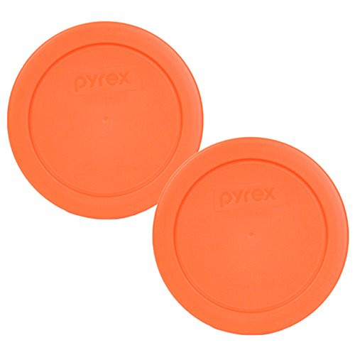 2 Pack! Pyrex Orange 2 Cup Round Storage Cover #7200-PC for Glass Bowls - Replacement Lid for Pyrex 2 Cup Bowls
