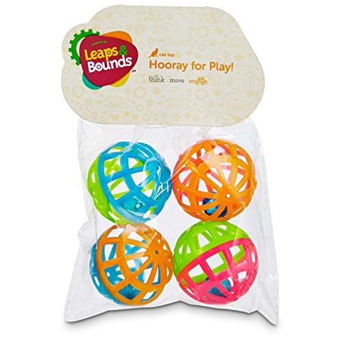 Leaps   Bounds Lattice Ball and Bell Cat Toys Pack of 4 Balls Mini Multi-Color