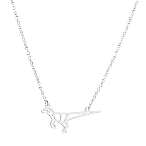 Stainless Steel Gold Plated Dinosaur Necklace Unique Pendant Minimalist Cute Jewelry silver Stainless Steel Gold Plated Dinosaur Necklace Unique Pendant Minimalist Cute Jewelry silver