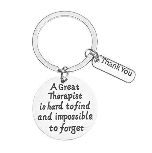 Therapist Keychain - A Great Therapist is Hard to Find but Impossible to Forget Jewelry - Therapist Gift for Men and Women