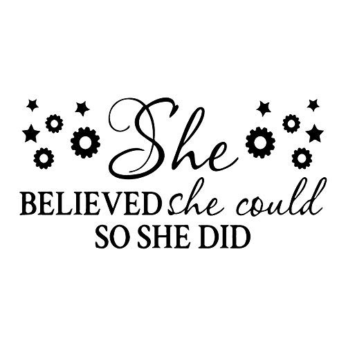 She Believed She Could so She Did Vinyl Wall Decal Inspirational Quotes Lettering Faith Words Art Letters Girls Room Decor