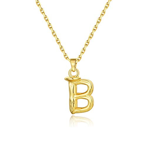 SANNYRA Dainty Initial Necklace 14K Gold Plated Personalized Letter B Pendant Necklace for Women Girls