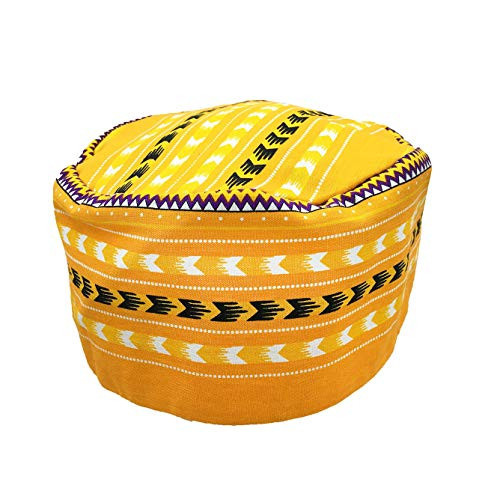 Vipada Handmade African Dashiki Hat Kente Pattern Kufi Kofi Hat Cap 3 Yellow
