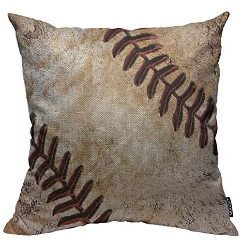 Mugod Throw Pillow Cover Vintage Baseball Home Decorative Square Pillow Case for Men Women Boy Gilrs Bedroom Livingroom Cushion Cover 18x18 Inch Grey red Pillowcase