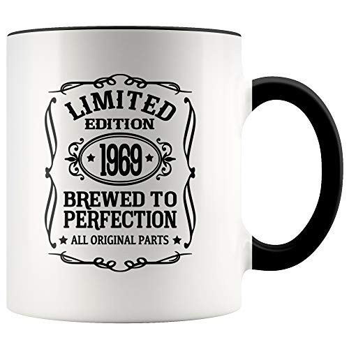 YouNique Designs Funny 50th Birthday Mug 11 Ounces 50th Birthday Coffee Cup for Men and Women All Original Parts