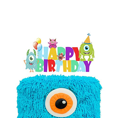 Acrylic Colorful Monsters Inc_ Happy Birthday Cake Topper Little Monsters Birthday Party Cake Decoration Monsters University Party Supplies- Colorful Font