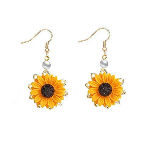 BELUCKIN Fashion Sunflower Leaf Pendant Necklace for Women Yellow Enamel Daisy Sun Flower Necklace Earring Jewelry Set Gift Dangle-Gold BELUCKIN Fashion Sunflower Leaf Pendant Necklace for Women Yellow Enamel Daisy Sun Flower Necklace Earring Jewelry Set Gift Dangle-Gold