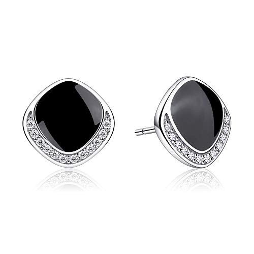B_Catcher Earrings Stud 925 Sterling Silver Stud Earrings Black Zirconia Gift for Women and Men B_Catcher Earrings Stud 925 Sterling Silver Stud Earrings Black Zirconia Gift for Women and Men