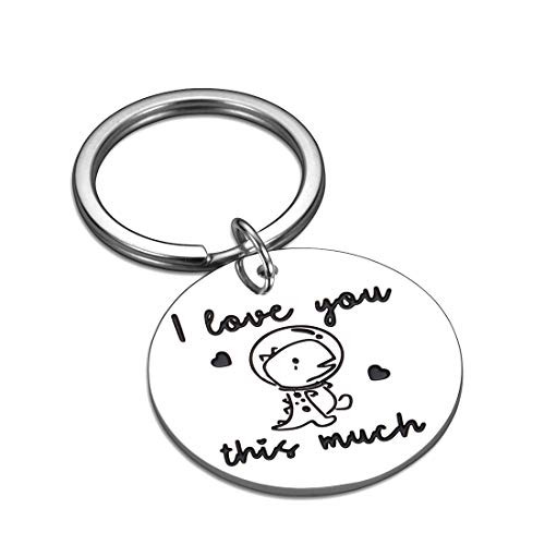 Boyfriend Girlfriend Gift Keychain for Birthday Valentines Day Anniversary Cute Couple Gifts for Women Men from Wife Wifey to Husband Hubby Christmas Wedding I Love You This Much Present Him Her