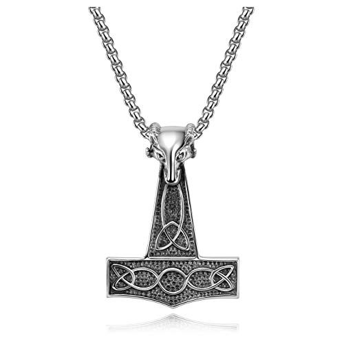 Jovivi Stainless Steel Thors Hammer Necklace for Men Women Celtic Knot Mjolnir Amulet Goat Head Pendant Norse Viking Gifts Jewelry Jovivi Stainless Steel Thors Hammer Necklace for Men Women Celtic Knot Mjolnir Amulet Goat Head Pendant Norse Viking Gifts Jewelry