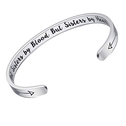 KEPKGO Inspirational Cuff Bracelets Gifts for Women Bangle Not Sisters by Blood But Sisters by Heart Best Friend Quotes Friendship Personalized Jewelry Sister Bracelets Gifts KEPKGO Inspirational Cuff Bracelets Gifts for Women Bangle Not Sisters by Blood But Sisters by Heart Best Friend Quotes Friendship Personalized Jewelry Sister Bracelets Gifts