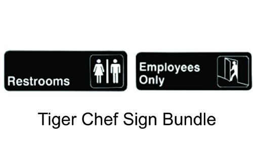 TigerChef Restrooms   Employees Only Set of 2 Sign Bundle Restrooms for Men   Women   Employees Only Sign with Symbols