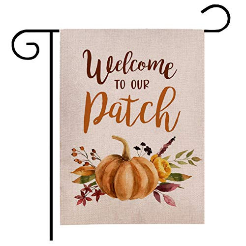 Fall Garden Flag Welcome to Our Pumpkin Patch Autumn Leaves Pumpkin Flags Thanksgiving Vertical Double Sided Flag Farmhouse Autumn Burlap Yard Outdoor Decor 12_5 x 18 Inch Fall Garden Flag Welcome to Our Pumpkin Patch Autumn Leaves Pumpkin Flags Thanksgiving Vertical Double Sided Flag Farmhouse Autumn Burlap Yard Outdoor Decor 12_5 x 18 Inch