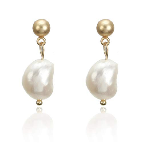 Mismatched Earrings Faux Pearl Drop Earrings Dangle Dangly Dangling Handpicked Rough Pearl Stud Earrings Handwork Fashion Irregular Baroque Natural Freshwater Cultured Pearls Earrings