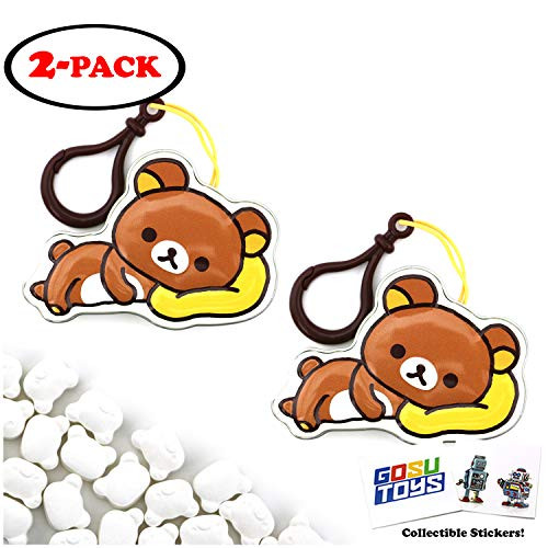 Rilakkuma Tin Candy Kechain Clip On 2 Pack Marshmallow Flavor Lazy Days Sweets Gift Stuffer with 2 GosuToys Stickers
