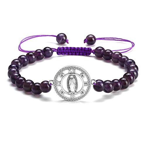 Top Plaza Reiki Healing Natural Crystal Stones Amethyst Bracelets Braided Adjustable Gemstone Bead Charm Bracelets for Women Men