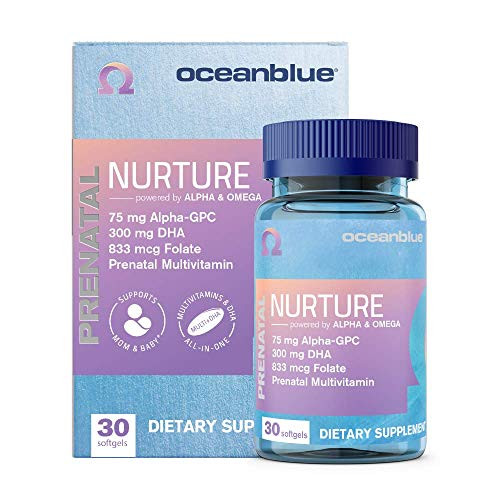 Nurture Prenatal Support by Oceanblue  30 ct  All-in-One Complete Prenatal Multivitamin with DHA 300mg Folic Acid 833mcg Choline 30mg B12 10mcg and More 30 Servings