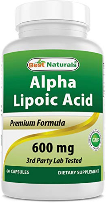 Best Naturals Alpha Lipoic Acid 600 mg 60 Capsules - ALA Powerful Antioxidant