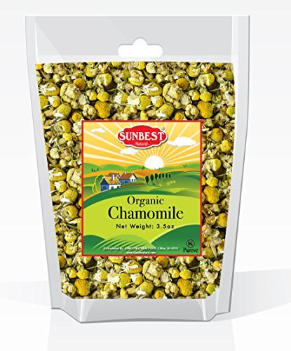 Sunbest Organic Chamomile Flowers Egyptian Whole  Loose Caffeine Free Herbal Leaf Tea - Relaxing Tea 3_5 Oz