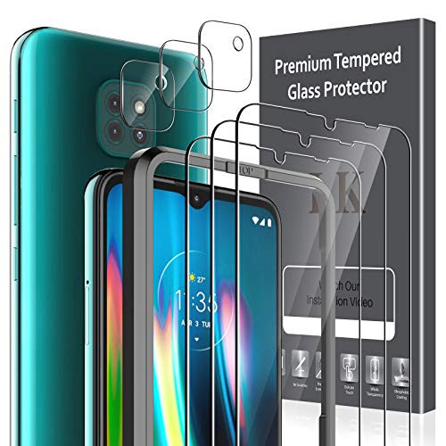 LK 6 Pack 3 Pack Screen Protector with 3 Pack Camera Lens Protector Compatible with Motorola Moto G9 Play Tempered Glass Easy Frame Installation 9H hardness Case Friendly