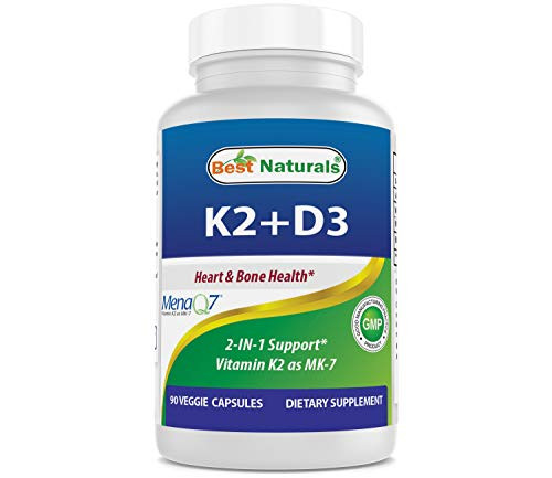 Best Naturals K2 D3 Vitamin Supplement 90 Veggie Capsules