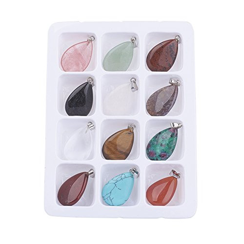 Fashewelry 12Pcs Teardrop Stone Pendants Water Drop Healing Crystal Quartz Chakra Gemstone Rock Charms Random Mixed for Necklace Jewelry Making Hole 6x2mm Fashewelry 12Pcs Teardrop Stone Pendants Water Drop Healing Crystal Quartz Chakra Gemstone Rock Charms Random Mixed for Necklace Jewelry Making Hole 6x2mm
