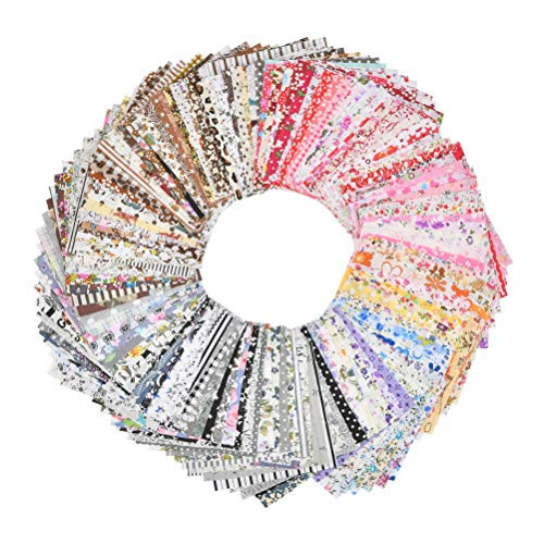 BUYGOO 200Pcs 4 x 4 10cmx10cm Quilting Fabric Squares Assorted Craft Fabric Bundle Squares Patchwork DIY Sewing Scrapbooking Quilting Dot Pattern
