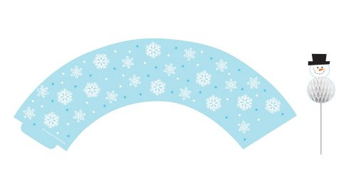 Creative Converting 90141 12 Count Snowflakes Holiday Cupcake Wrappers with Picks