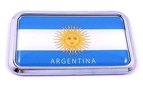 Argentina Flag rectanguglar Chrome Emblem 3D Car Decal Sticker 3 x 1_75