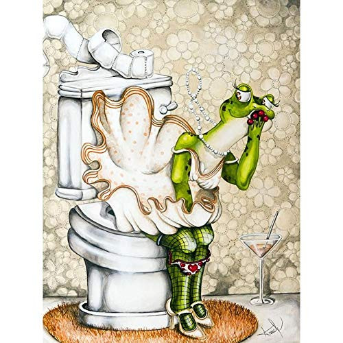 5D DIY Diamond Painting Kits for Adults Full Round Drill Rhinestone Embroidery Cross Stitch Arts Craft for Home Decor Frog and Toilet 11_8x15_7in 1 Pack by Cenda